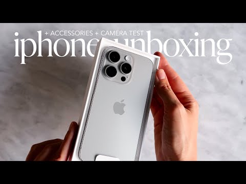 iPhone 15 Pro Unboxing ASMR ☁️✨ | setup + accessories + camera test | aesthetic | natural titanium