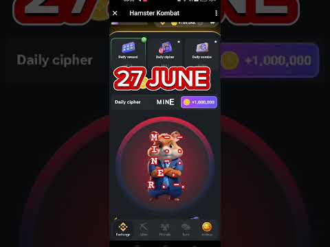 27 June dialy cipher code hamster kombat #hamsterkombat #hamsters