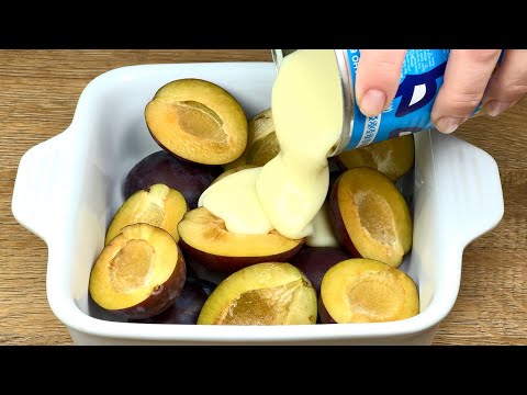 Whisk together the plums and condensed milk! You will be surprised! No-bake dessert!