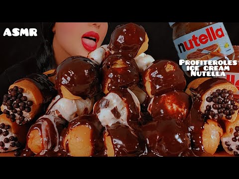 ASMR chocolate dessert 👅 Profiteroles +nutella +ice cream +milk🍦🍫🥛| 목방초콜릿| Notalking 🐾