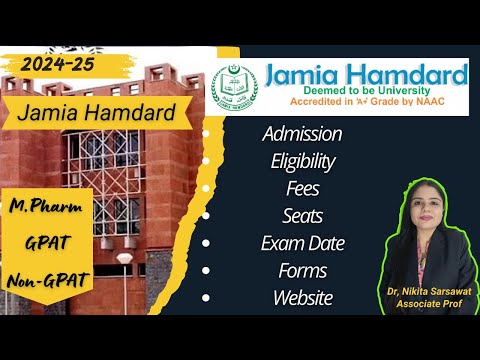 Jamia Hamdard M. Pharm Admission 2024-25 | Non-GPAT & GPAT Students | Jamia Hamdard M Pharmacy