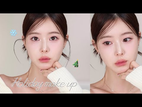 뽀용한 핑크 연말 메이크업🎄과하지 않은 글리터 포인트 데이트 메이크업✨ holiday make up💕