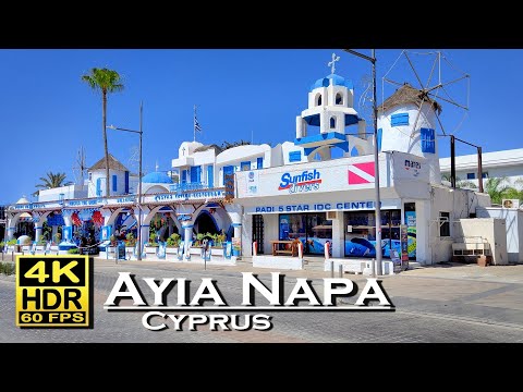 Ayia Napa Cyprus city center in 4K 60fps HDR (UHD) Dolby Atmos 💖 The best Places 👀 Walking Tour