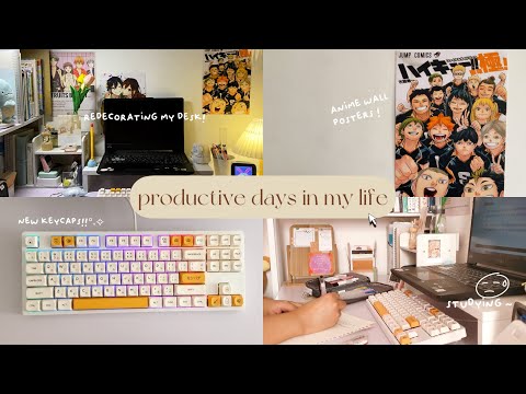 🌱 productive days | redecorating my desk, new keycaps, studying & digital journaling