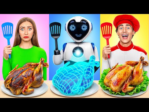 Me vs Grandma Cooking Challenge with a Robot by Multi DO Smile