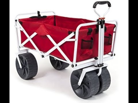 Mac Sports Collapsible Folding All Terrain Utility Wagon Cart Red and White See Description below