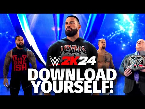 WWE 2K24: Roman Reigns Promo Man-Bun Attire FULL Entrance + The Bloodline (Community Creations)