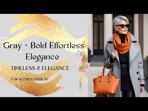 Elegant Gray Outfits with Bold Color Pairings for Women Over 50