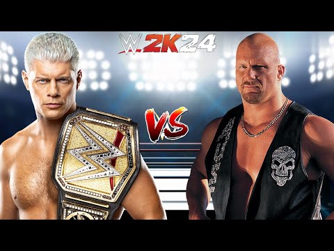 WWE 2K24 CODY RHODES VS. STONE COLD STEVE AUSTIN NO HOLDS BARRED FOR THE WWE CHAMPIONSHIP BELT!