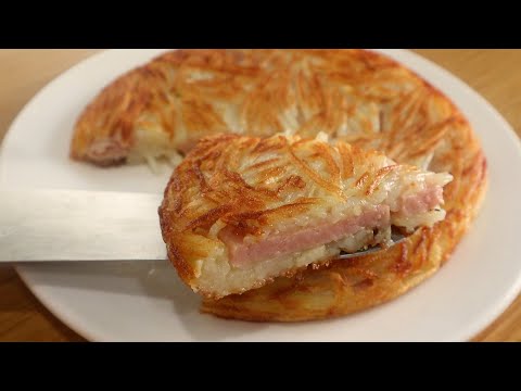 Only Potato & Spam! Grated Potato Recipes!  Quick breakfast in 5 minutes! Easy Potatoes with Ham