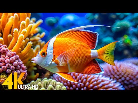 Aquarium 4K VIDEO (ULTRA HD) 🐠 Beautiful Coral Reef Fish - Relaxing Sleep Meditation Music #4