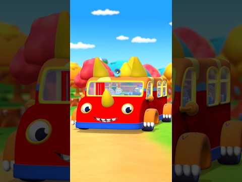 Wheels On The Bus Dino Safari #shorts #nurseryrhymes #carcartoon #streetvehicles