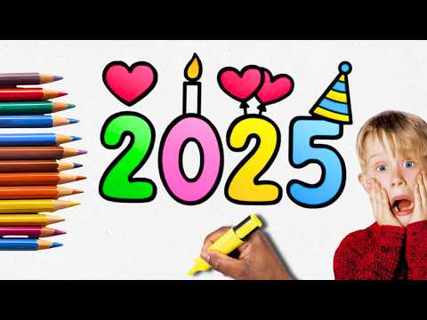 How to Draw 2025 | Happy New Year Easy Step-by-Step Tutorial