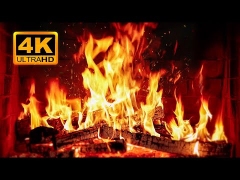 FIREPLACE 4K 🔥 Fireplace video with Burning Logs & Fire Sounds. Christmas Fireplace