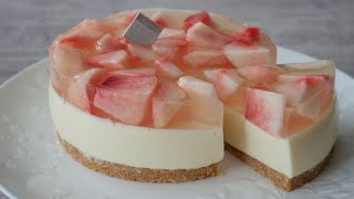 桃のレアチーズケーキ🍑 |  No-bake Cheesecake with Peach jelly Topping