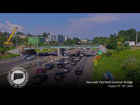 4K Time-Lapse - Norwalk Fairfield Avenue Road Bridge - Steel Construction