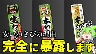 【真実をお伝えします】値段が違うわさびチューブ3種類を徹底解説【ずんだもん】