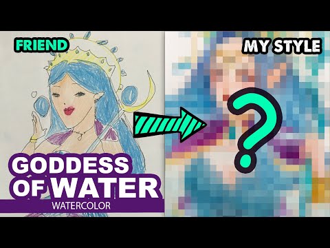 Drawing Goddess Of Water from My Friend's Painting | Huta Chan | Semi Realistic Style