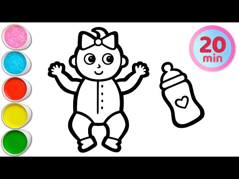 Let's Learn How to Draw Baby Girl and Baby Products 👶🍼 Painting for Kids #365