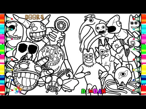 Garten Of BANBAN vs DOORS 2 Coloring Pages / How To Color All the Main Monsters / NCS Music