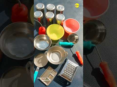 satisfying with unboxing mini steel kitchen set #miniature #myfirstshorts #minifood #shorts #asmr