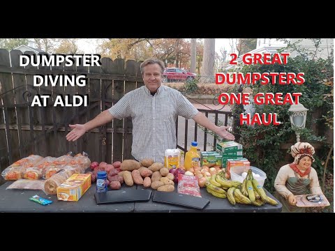 TWO ALDI DUMPSTERS IN ONE AMAZING DUMPSTER DIVING ADEVENTURE VIDEO