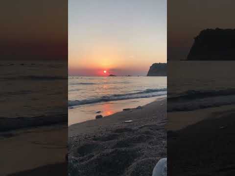 Beautiful sunset view at Buljarica beach in Montenegro filled with relaxing sounds of the sea.