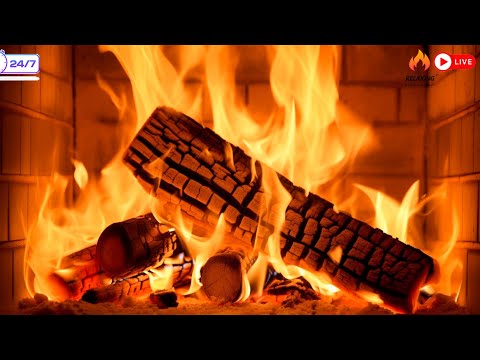 Fireplace (24/7) 🔥 Relaxing Fireplace with Burning Logs and Crackling Fire Sounds (No music)