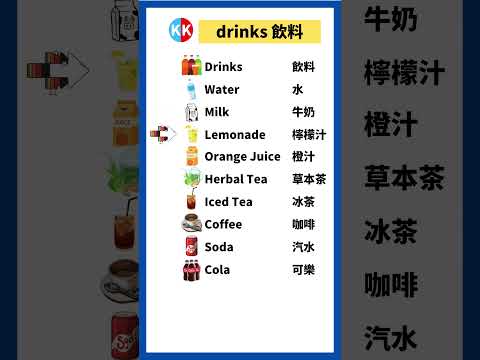 【零基礎英文】飲料常見單詞 drinks #英文   #常用 英文 #單詞 口語 #常見短語 #常見短語