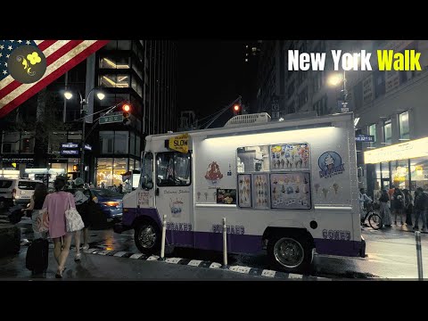 New York Wet city walking virtual 4k Tour immersive Experience ,