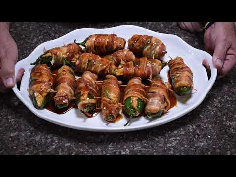 BLACKSTONE GRILL HOW TO MAKE JALAPENO POPPERS STUFFED WITH CREAM CHEESE & SHRIMP WRAPPED IN BACON