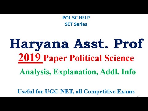 Past Year's Paper Analysis of Haryana SET  Political Science:  2019 Paper