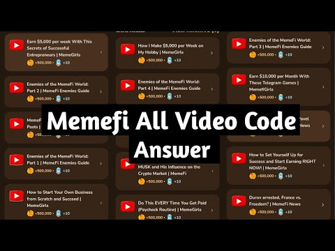 Memefi All Video Codes And Answer | memefi video code