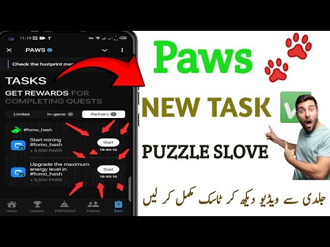 paws New Task|Paws Update|New Task paws| Fomo-Hash Task in paws| Paws Listing|paws Profit|Task