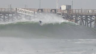 Surfers charge XL winter swell in Southern California! Pumping!