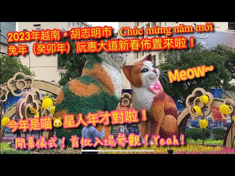 【新春特輯】2023年越南🇻🇳胡志明市癸卯年新春貓年佈置｜今年可是貓年哦！祝你喵事大吉｜首批參觀讓我從白天等到黑夜｜HAPPY LUNAR NEW YEAR｜VIETNAM CAT YEAR！