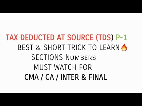 Tds trick to learn section number for cma ca final & inter P 1