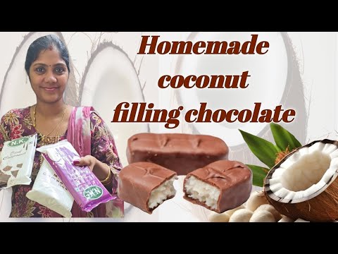 Homemade coconut filling chocolate very easy & tasty//coconut chocolate