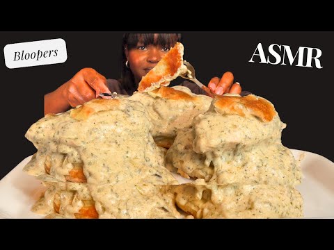 ASMR CREAMY CHICKEN MUSHROOMS VOL AU VENT MUKBANG (NO Talking)Bloopers |Sticky Eating Sounds