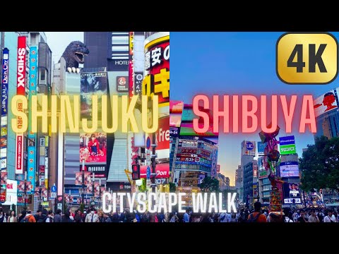 [4K] Street Walk around Shinjuku and Shibuya in Tokyo, Japan