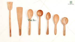 Neem Wood Handmade Cooking And Serving Spoons SET OF 7 | The Indus Valley | Healthy Cookware