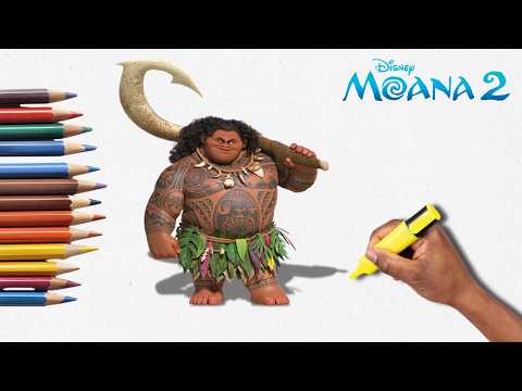 How To Draw Maui Moana 2   The Movie  Easy Step b