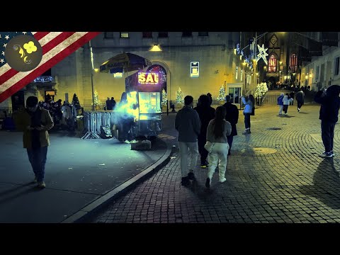 Walking NYC ,Christmas Eve Night in Downtown Manhattan: A 4K Virtual Tour