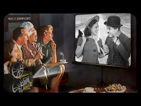 1940's Family Movie Night on a projector ( Oldies playing in another room, projector sounds ) ASMR