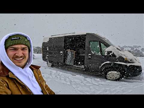 Stuck In a Snowstorm Vanlife Camping Route 66