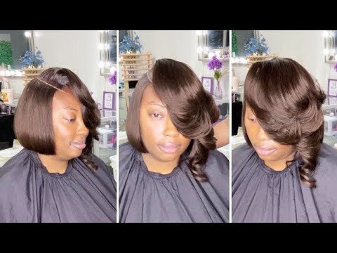 Easy & Quick Asymmetrical Bob Haircut & Waves Hairstyle Tutorial for Women Full Steps