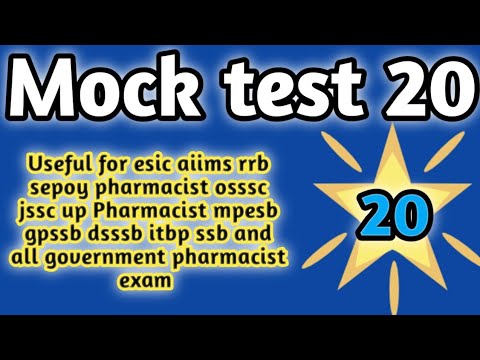 mock test20 forgovernmentpharmacistexam preparation#rrbpharmacistexam#ossscpharmacistandmphwexam2024