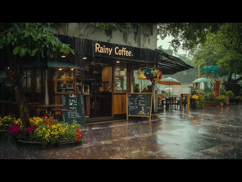 Café with Rain Sounds 🌧️ A Relaxing Spot 🍃 Perfect for Stress Relief & Rest | Natural Rain Sounds 🎧