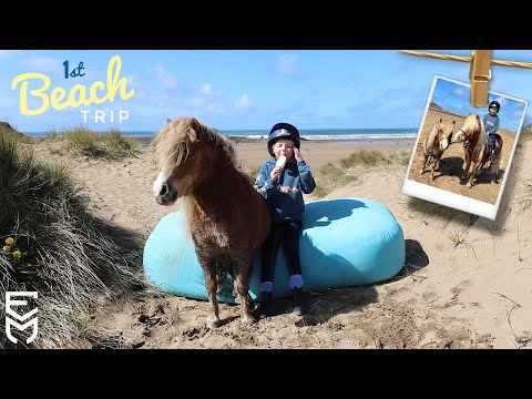 Lexi's First Beach Trip with the Ponies! (in a howling gale!)