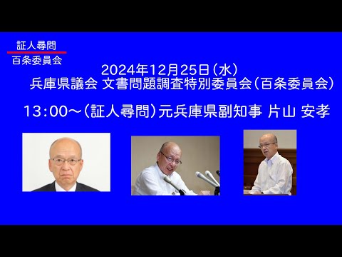 【証人尋問】兵庫県議会 百条委員会 元兵庫県副知事 片山 安孝（2024/12/25）